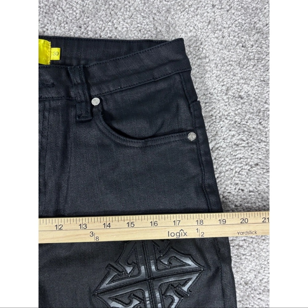 NWOT GUAPI Black Embroidered Design Jeans Men Size 30 Bootcut Flare Denim - Picture 10 of 14